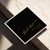 Serviette En Papier Merci à huile d'or - Mariage noir personnalisé