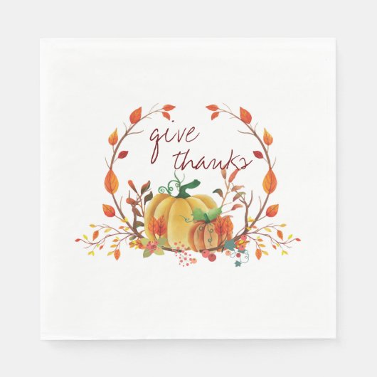 Serviette En Papier Merci au Citrouille de Thanksgiving (Devant)