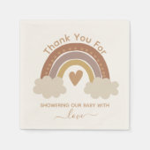 Serviette En Papier merci baby shower brun boho arc-en-ciel (Devant)