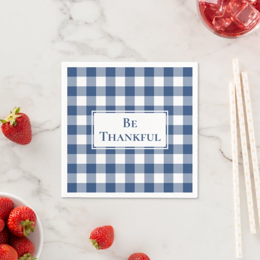Serviette En Papier Merci bleu blanc En vichy vérifier Thanksgiving (En situation)