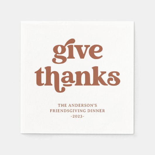 Serviette En Papier Merci. | Boho Retro Thanksgiving (Devant)
