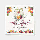 Serviette En Papier Merci Bourgogne Citrouille Floral Thanksgiving (Devant)