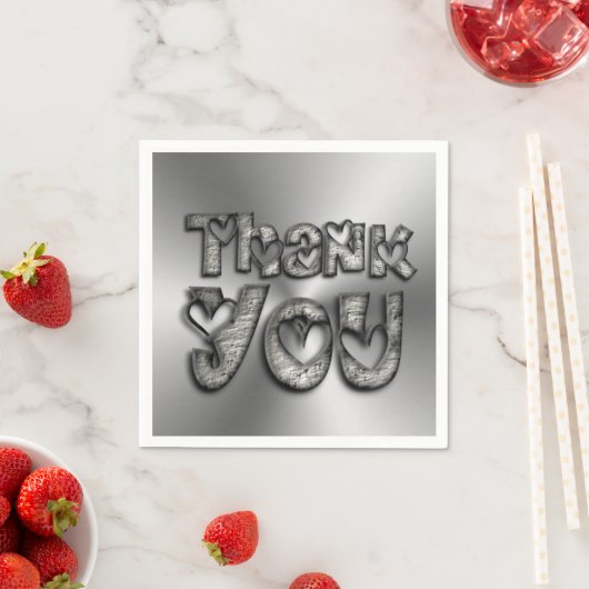 Serviette En Papier Merci Coeurs Drôle Typographie Napkins (En situation)