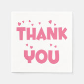 Serviette En Papier Merci Coeurs roses Serviettes (Devant)
