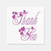 Serviette En Papier Merci Coeurs Violet Et Blanc - Mariage (Devant)
