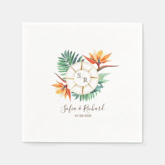 Serviette En Papier Merci Compass mariage Destination Passport (Devant)