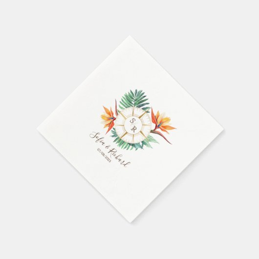 Serviette En Papier Merci Compass mariage Destination Passport (Coin)
