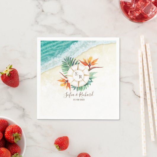 Serviette En Papier Merci Compass mariage Destination Passport (En situation)