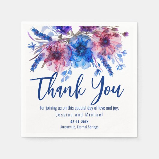 Serviette En Papier 💍 Merci Cornflowers et Lavande (Devant)