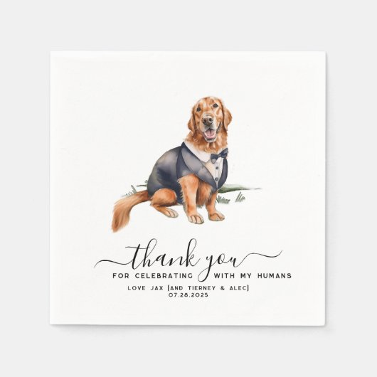 Serviette En Papier Merci | Cute Mariage chien animal (Devant)