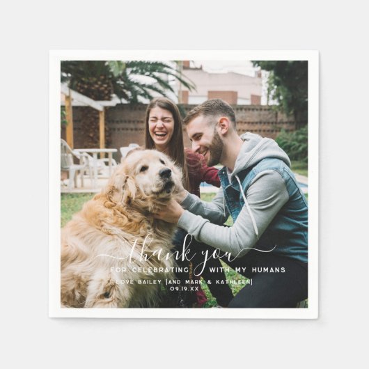 Serviette En Papier Merci | Cute Mariage chien animal (Devant)