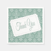Serviette En Papier Merci Damask Patte Bleu, Vert Turquoise serviettes (Devant)