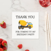 Serviette En Papier Merci d'anniversaire du Camion ciment jaune (En situation)