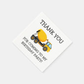 Serviette En Papier Merci d'anniversaire du Camion ciment jaune (Coin)