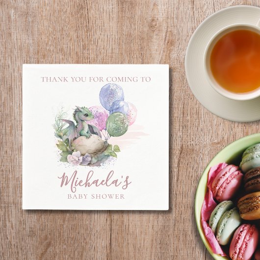 Serviette En Papier Merci de Baby shower Little Dragon