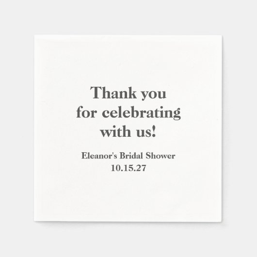 Serviette En Papier Merci de Fête des mariées personnalisé blanc éléga (Devant)