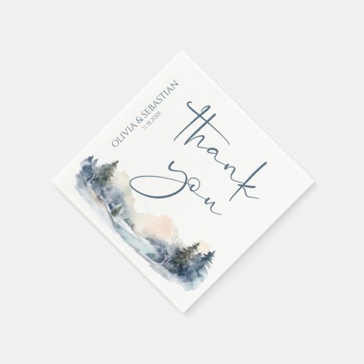 Serviette En Papier Merci de forêt rustique d'hiver (Coin)