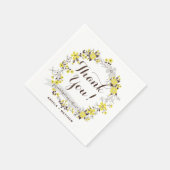 Serviette En Papier Merci de Mariage de  de couronne jaune et gris (Coin)