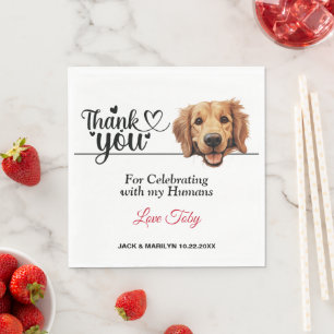 Serviette En Papier Merci de Mariage de Golden Retriever