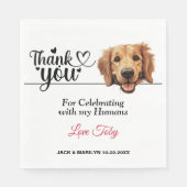 Serviette En Papier Merci de Mariage de Golden Retriever (Devant)