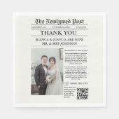 Serviette En Papier Merci de Mariage photo unique du journal (Devant)