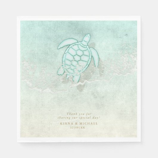 Serviette En Papier Merci de mariage Sea Foam Beach V1 ID837 (Devant)