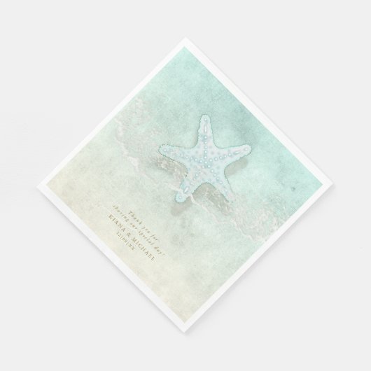 Serviette En Papier Merci de mariage Sea Foam Beach V2 ID837 (Coin)