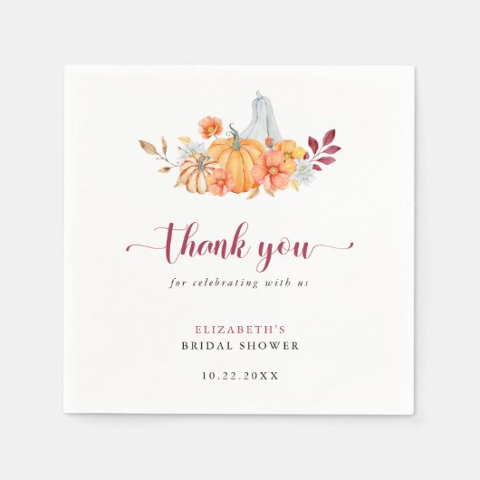 Serviette En Papier Merci de script du Citrouille Fête des mariées d'a (Devant)