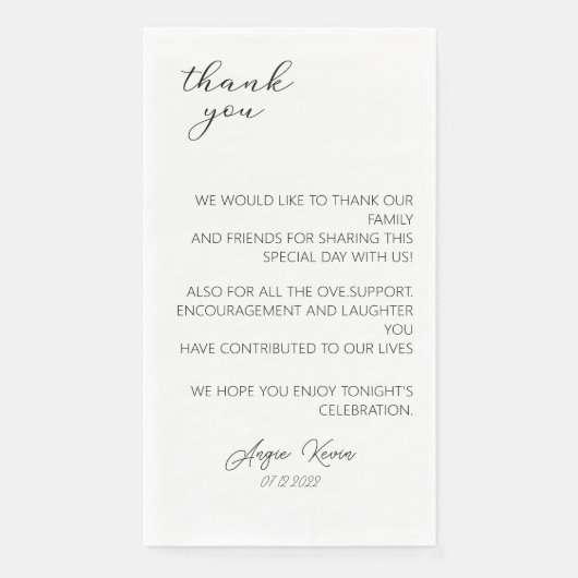 Serviette En Papier Merci de table moderne serviettes mariage (Devant)