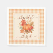 Serviette En Papier Merci et béni Citrouille | Action de grâces automn (Devant)