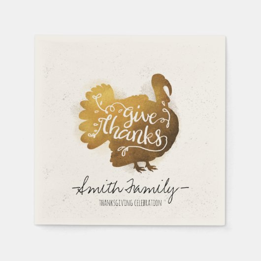 Serviette En Papier Merci. Fête de l'Action de grâce en famille. (Devant)