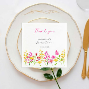 Serviette En Papier Merci Fête des mariées de jardin fleur sauvage