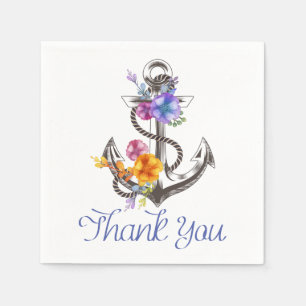 Serviette En Papier Merci Fleur Anchor Naval Fête Florale