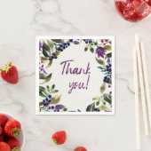 Serviette En Papier Merci! | Fleurs et baies d'aquarelle (En situation)