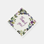Serviette En Papier Merci! | Fleurs et baies d'aquarelle (Coin)