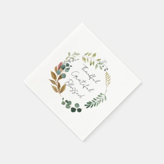 Serviette En Papier Merci Grateful Blessé Leaf Automne Rustique modern (Coin)