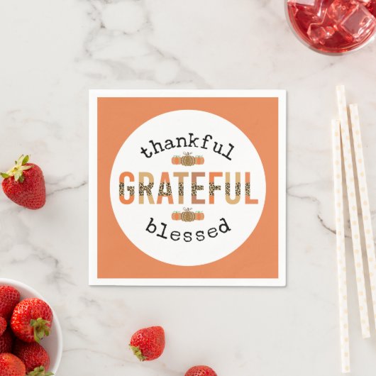 Serviette En Papier Merci Grateful Blessé mignon automne Thanksgiving (En situation)