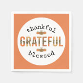 Serviette En Papier Merci Grateful Blessé mignon automne Thanksgiving (Devant)