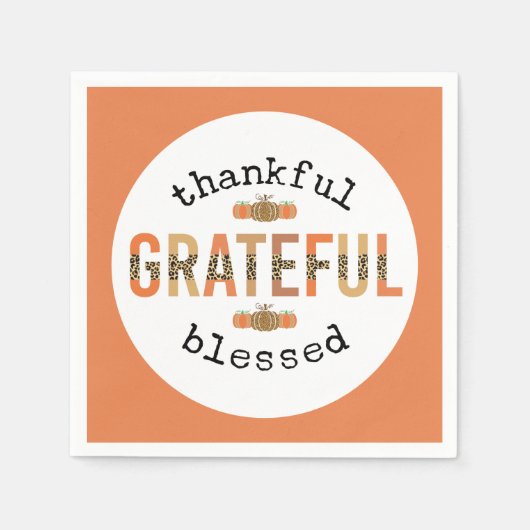 Serviette En Papier Merci Grateful Blessé mignon automne Thanksgiving (Devant)