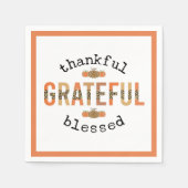 Serviette En Papier Merci Grateful Blessé mignon automne Thanksgiving (Devant)
