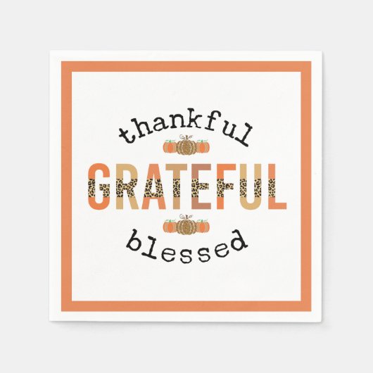 Serviette En Papier Merci Grateful Blessé mignon automne Thanksgiving (Devant)