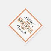 Serviette En Papier Merci Grateful Blessé mignon automne Thanksgiving (Coin)