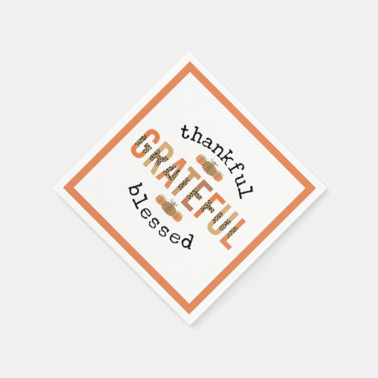 Serviette En Papier Merci Grateful Blessé mignon automne Thanksgiving (Coin)