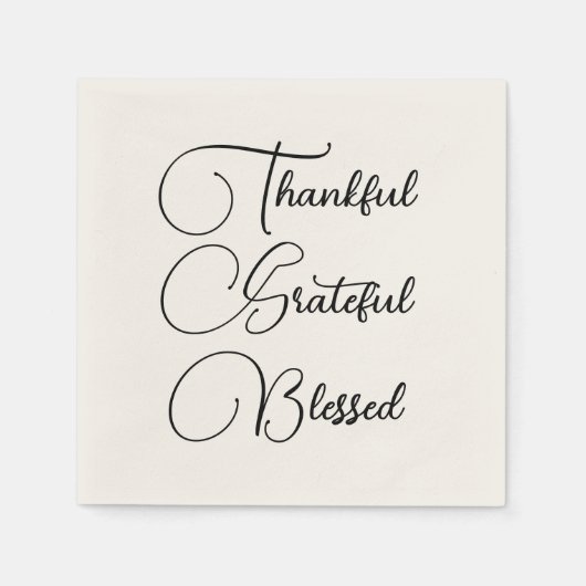 Serviette En Papier Merci Grateful Blessé script Thanksgiving (Devant)