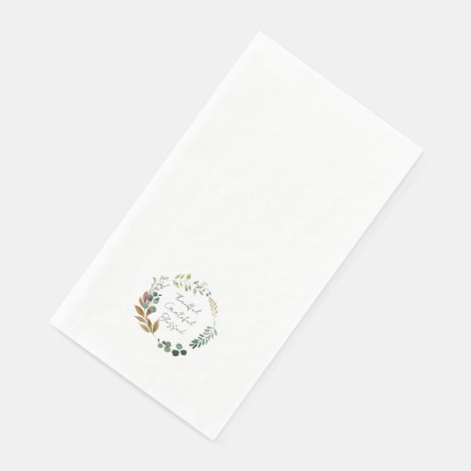 Serviette En Papier Merci Grateful Leaf Art Rustique Moderne (Coin)
