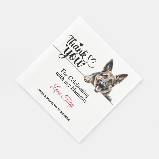 Serviette En Papier Merci Mariage berger allemand (Coin)