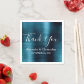 Serviette En Papier Merci Mariage bleu de la marine (En situation)