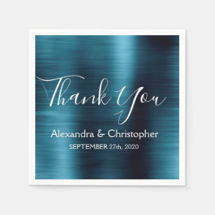 Serviette En Papier Merci Mariage bleu de la marine