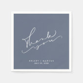 Serviette En Papier Merci Mariage bleu hiver (Devant)