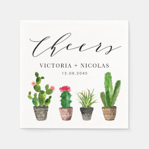 Serviette En Papier Merci Mariage Boho Poted Cactus